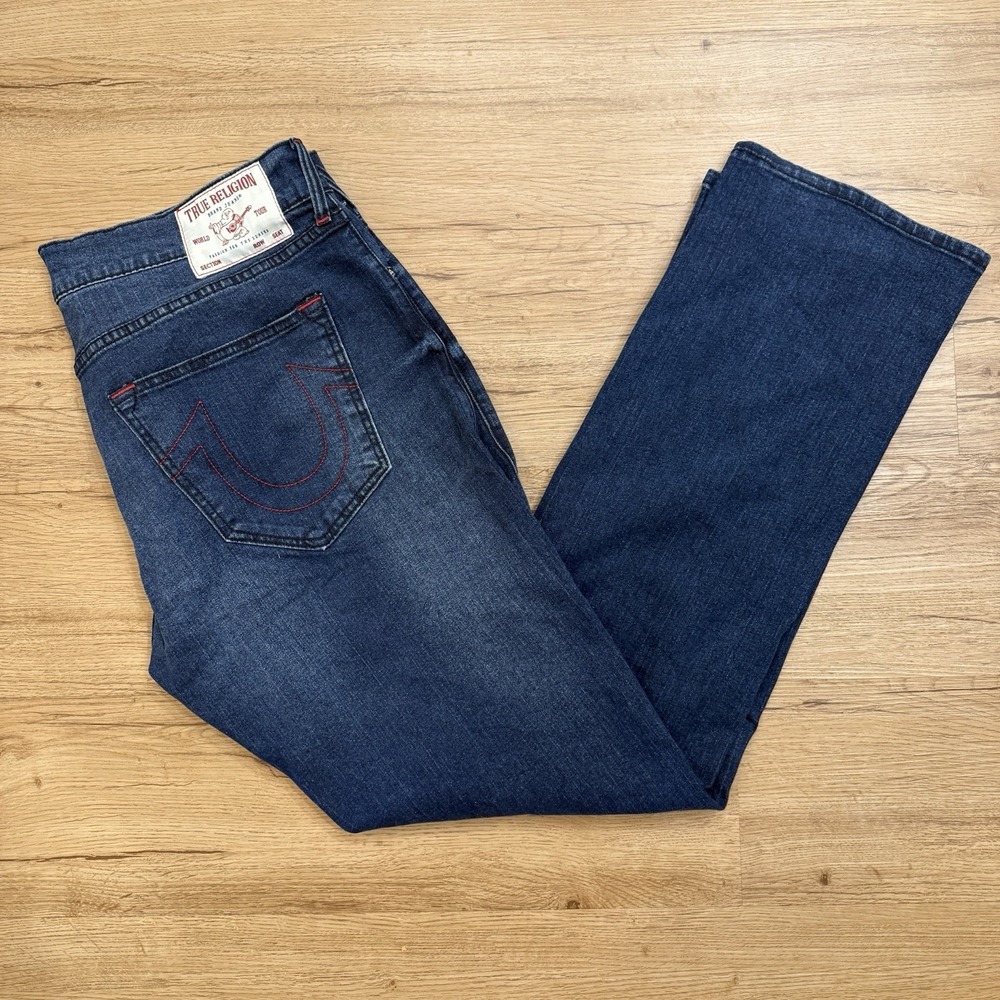 True Religion Ricky Relaxed Straight Darker Men's Denim Jeans Size 36X34